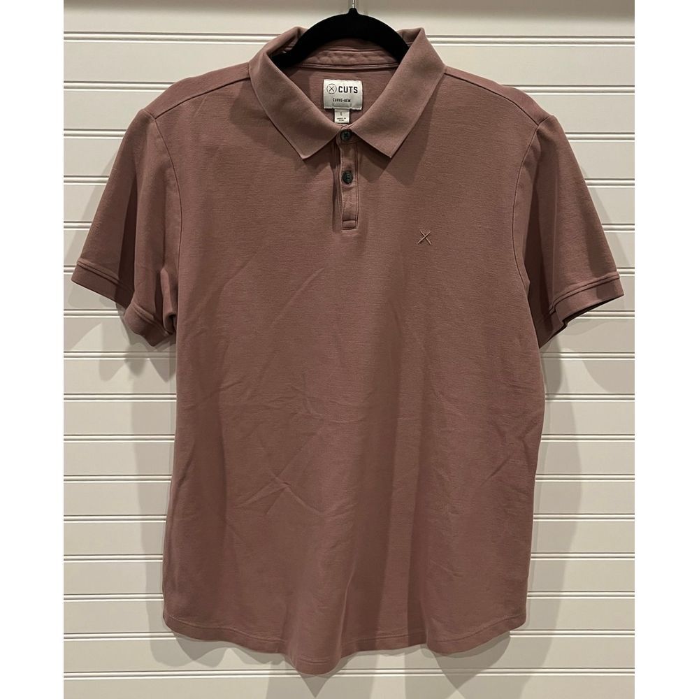 CUTS Curve-Hem Pima Cotton Polo Shirt Classic Business Casual Mauve, Men's Large